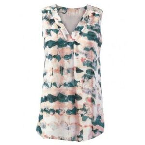 CAbi #5035 Gelato Pink Green Teal Watercolor Tunic Top. Size L